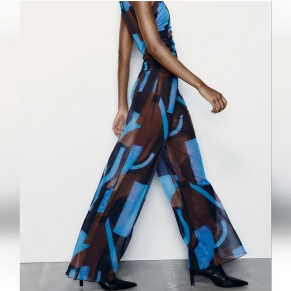 New Zara Printed Tulle Multicolor Pants 5039/419/112 NWT Small - Picture 4 of 13